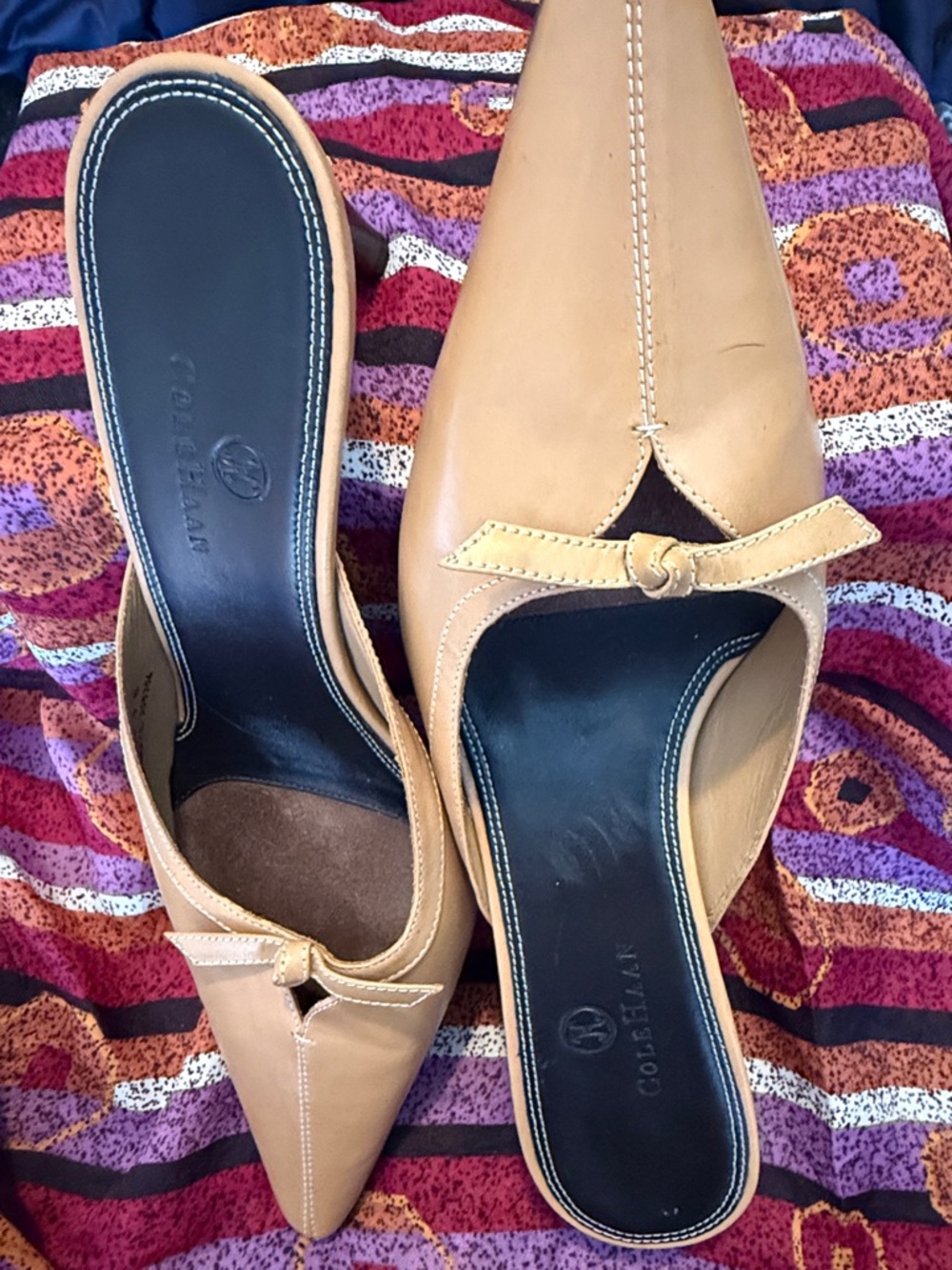 Cole Haan Tan Leather Pointed Slip-On Mules